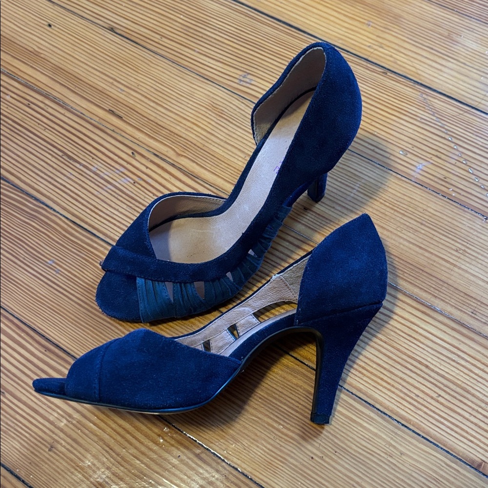 Elegant Blue Suede Women's Heels